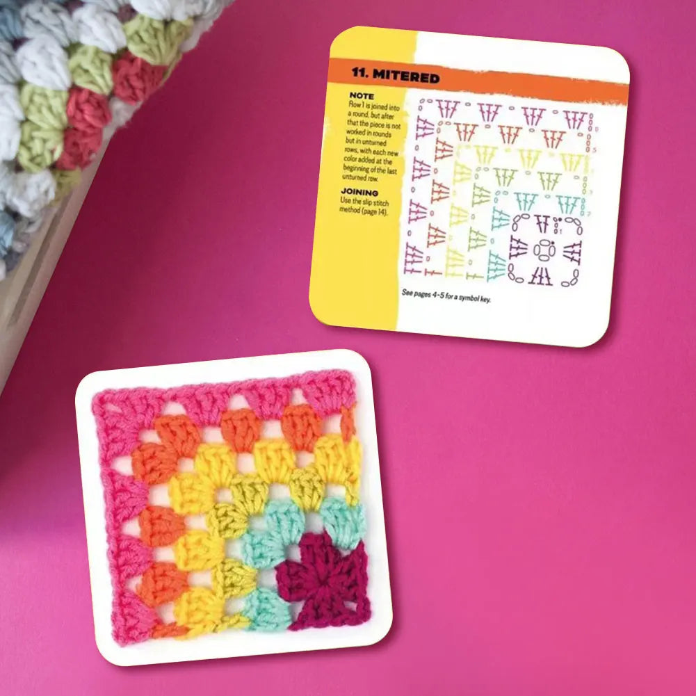 50 tarjetas de crochet (en INGLÉS), juego de patrones de tejido, baraja de cartas Granny Square para principiantes