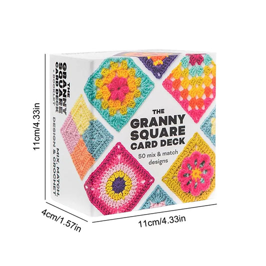 50 tarjetas de crochet (en INGLÉS), juego de patrones de tejido, baraja de cartas Granny Square para principiantes