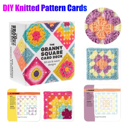 50 tarjetas de crochet (en INGLÉS), juego de patrones de tejido, baraja de cartas Granny Square para principiantes